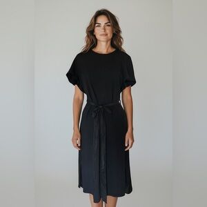 COS Contrast Panel Midnight Black Short Sleeve Midi Dress NWT Sz L